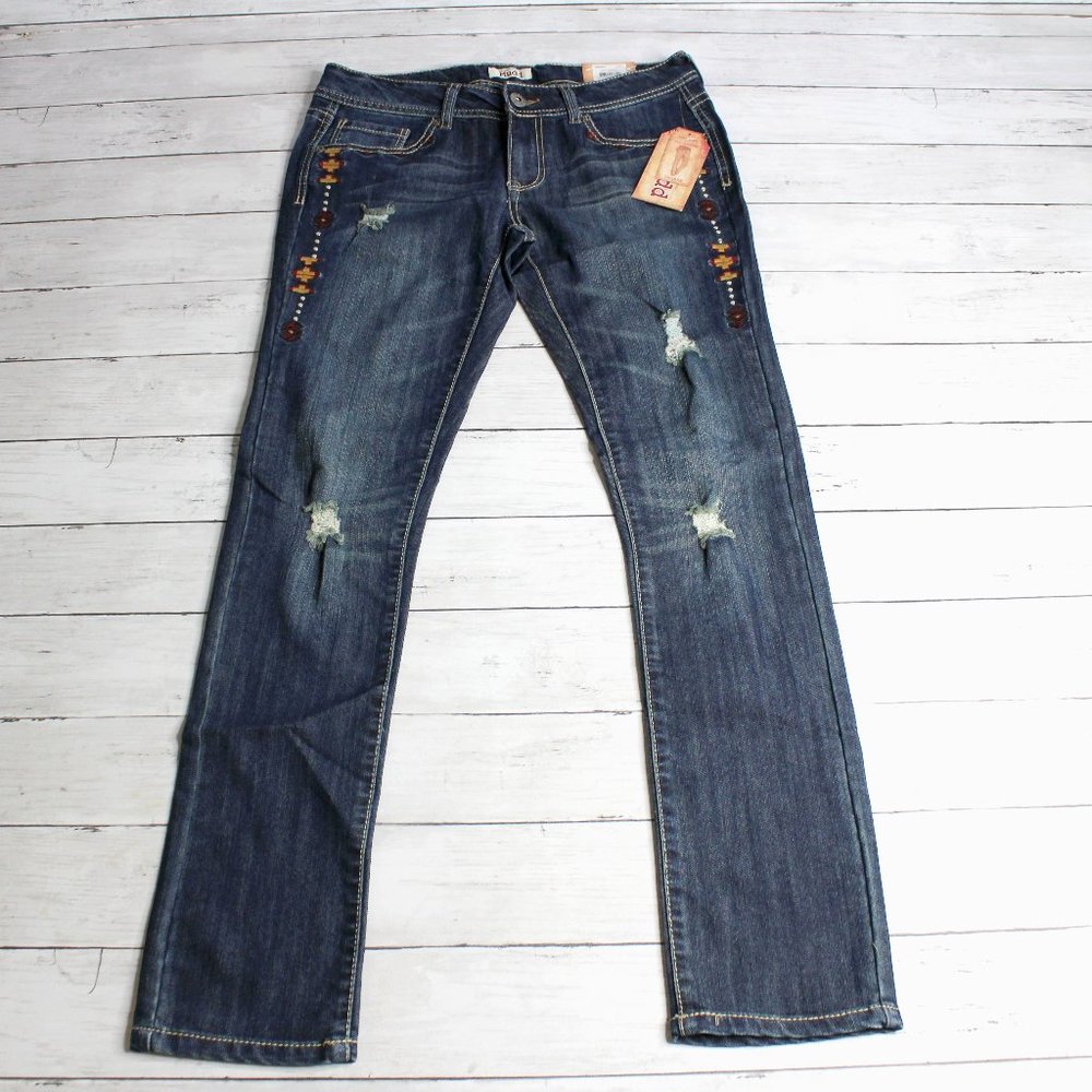 Mudd Vintage Women's Denim Blue Jeans Size 9 Jr Embroidered Western
